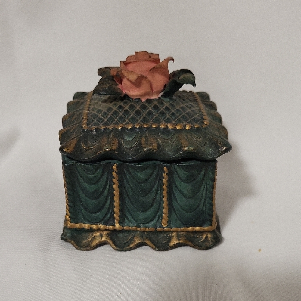 Vintage Ceramic Rose Gold Trinket Box